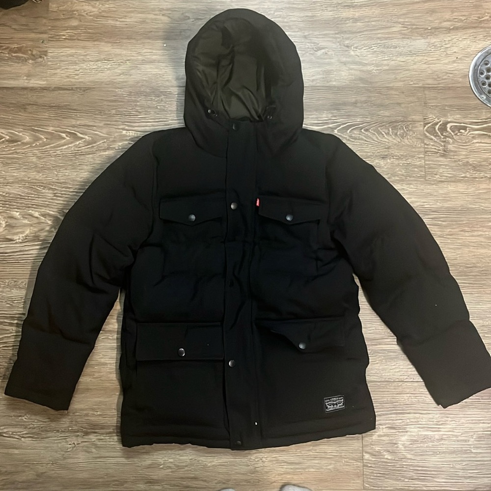 Black Hooded Levi’s Winter Coat